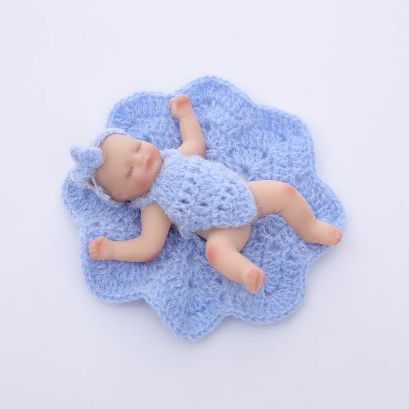 Cloveray Lifelike Silicone Reborn Girl Baby Doll 4Inch(Blue)