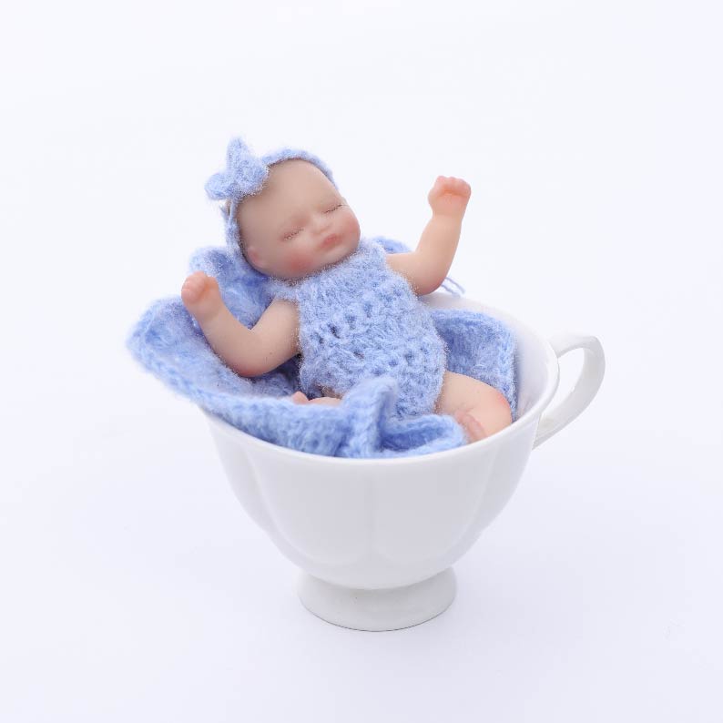 Cloveray Lifelike Silicone Reborn Girl Baby Doll 4Inch(Blue)