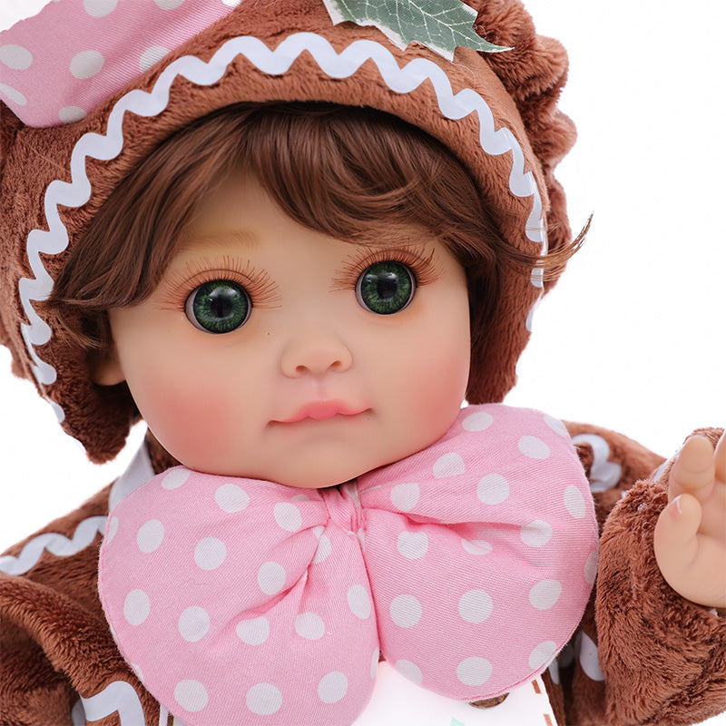 Cloveray 18 Inch Vinyl Lifelike Reborn Baby Doll in Brown Little Chef Christmas Costume