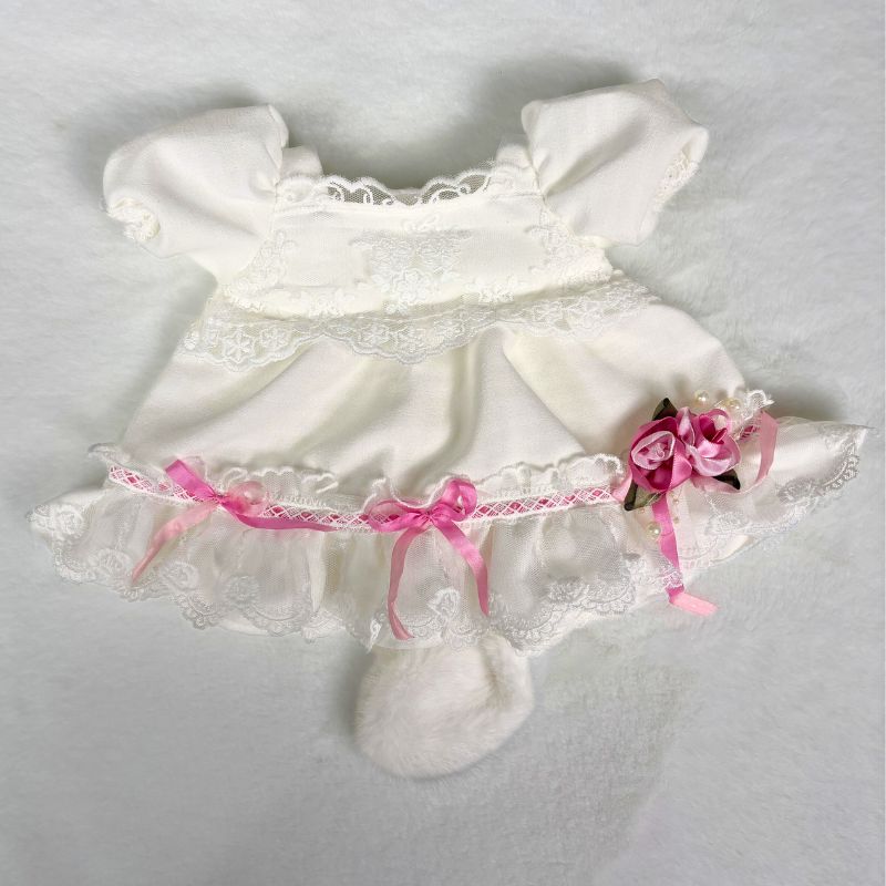 Cloveray 18-inch Doll's White Ruffle Pink Bow