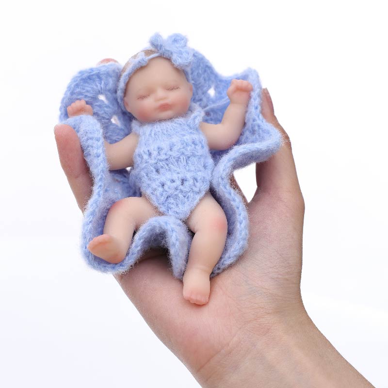 Cloveray Lifelike Silicone Reborn Girl Baby Doll 4Inch(Blue)