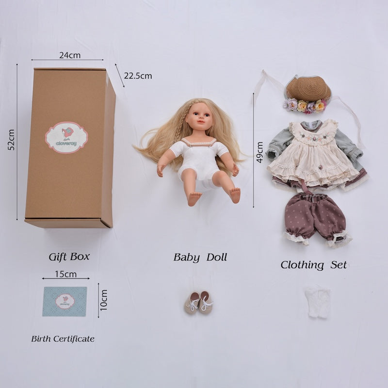 Cloveray 22-inch Hand-painted Ceramic Pastoral Doll Toy Porcelain Collectible Girl Dolls