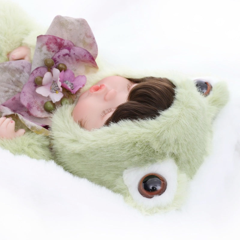 Cloveray Fuzzy Frog Baby Doll 10 inch Cute Collectible Plush Gift for Birthdays Name Coco