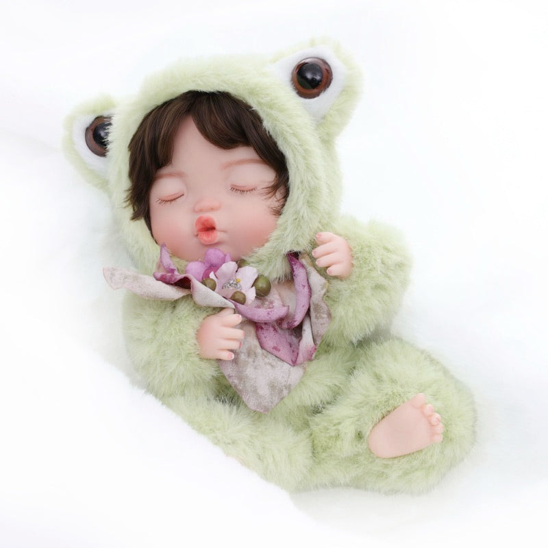 Cloveray Fuzzy Frog Baby Doll 10 inch Cute Collectible Plush Gift for Birthdays Name Coco