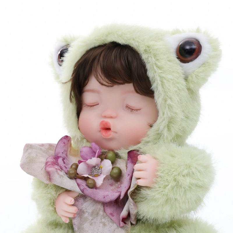 Cloveray Fuzzy Frog Baby Doll 10 inch Cute Collectible Plush Gift for Birthdays Name Coco
