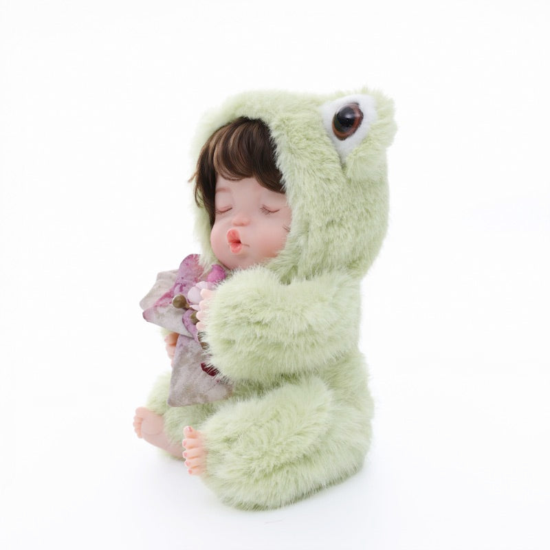 Cloveray Fuzzy Frog Baby Doll 10 inch Cute Collectible Plush Gift for Birthdays Name Coco