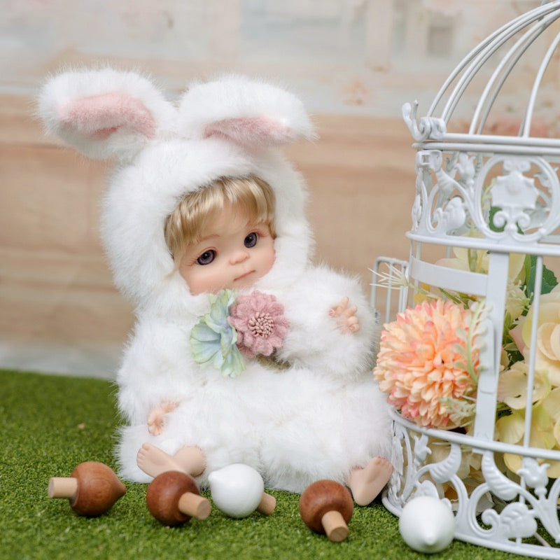 Cloveray Premium Plush Bunny Baby Doll 10 inch Ultra-Soft Animal Costume Doll Toy Collectible Name Coco