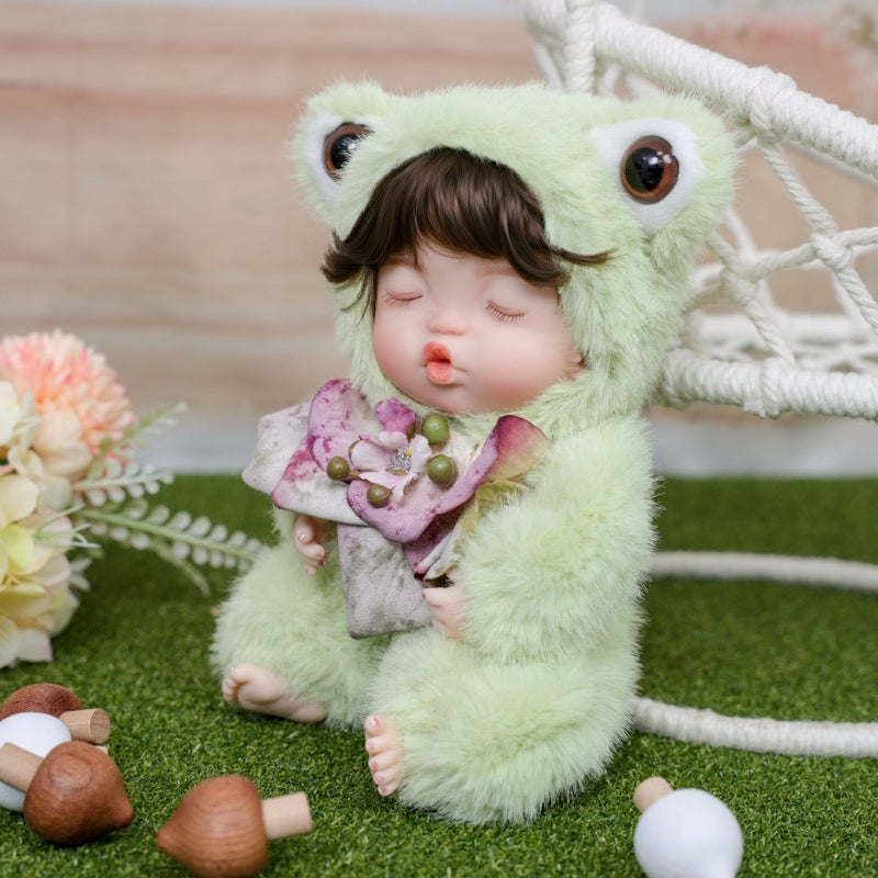 Cloveray Fuzzy Frog Baby Doll 10 inch Cute Collectible Plush Gift for Birthdays Name Coco