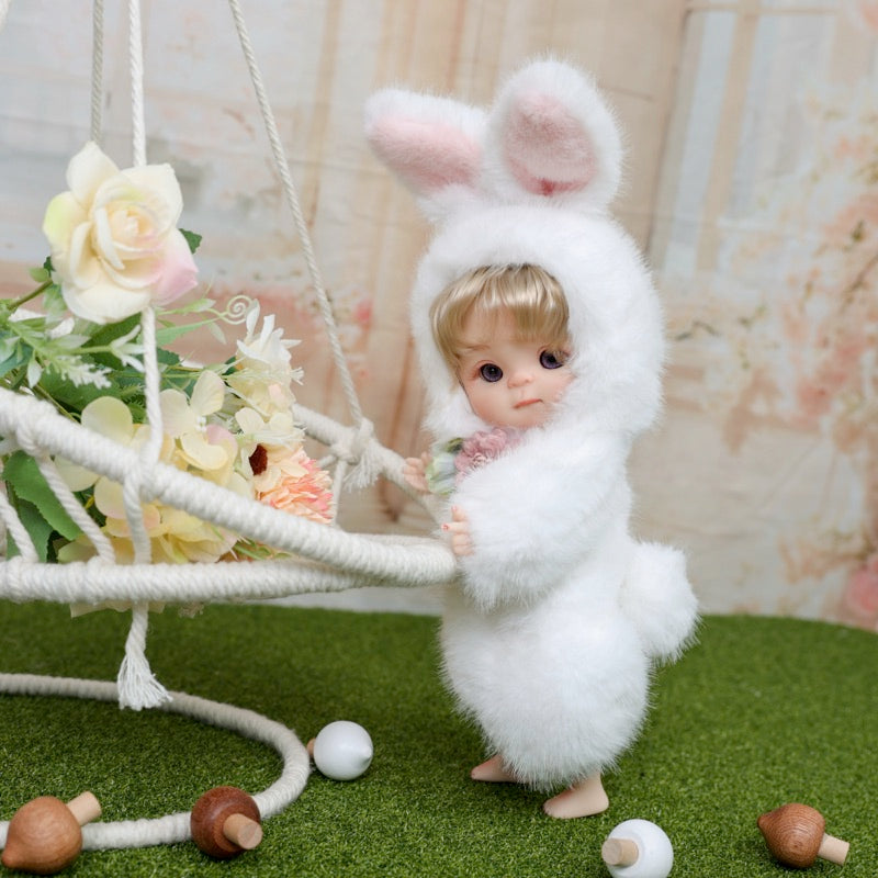 Cloveray Premium Plush Bunny Baby Doll 10 inch Ultra-Soft Animal Costume Doll Toy Collectible Name Coco
