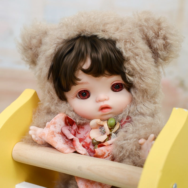 Cloveray Mini Plush Baby Doll 10 inch in Fuzzy Sheep Hoodie with Floral Bow Accent Name Coco