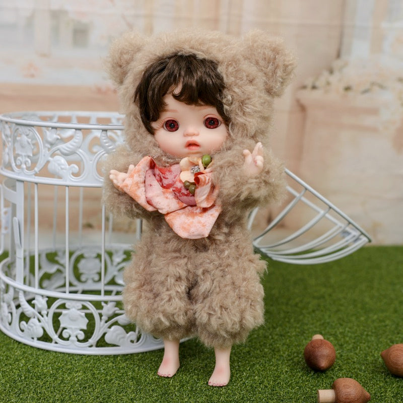 Cloveray Mini Plush Baby Doll 10 inch in Fuzzy Sheep Hoodie with Floral Bow Accent Name Coco