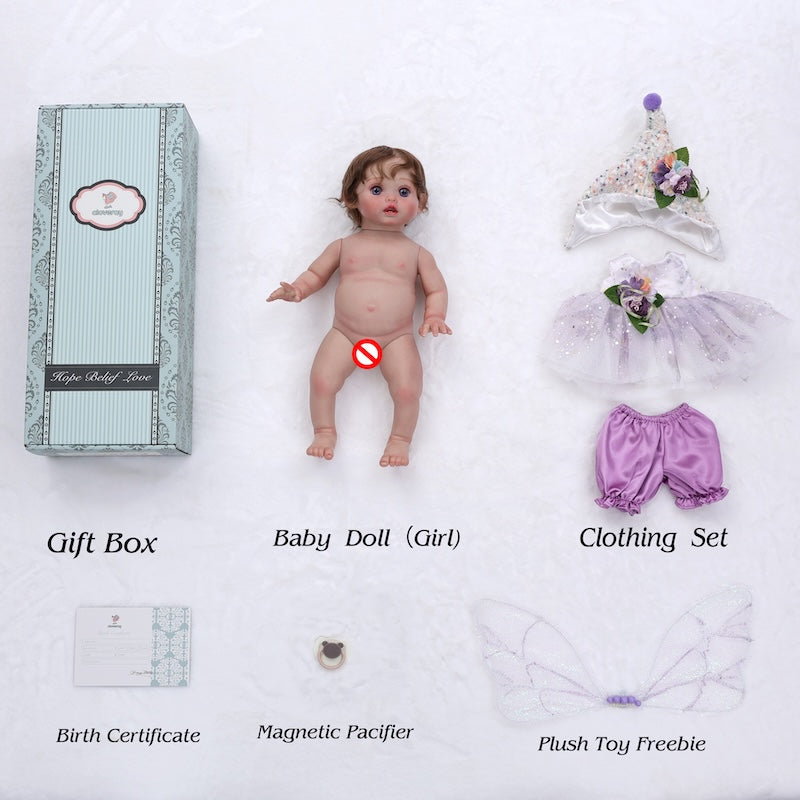 Cloveray 18 Inch Vinyl Lifelike Reborn Baby Doll with Magnetic Wings