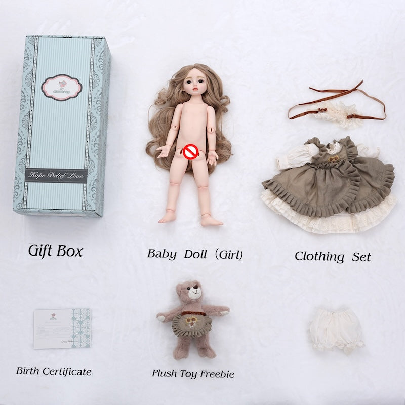 Cloveray Pastoral Country‑Style Ball‑Jointed Doll (BJD) 18‑Inch Collec