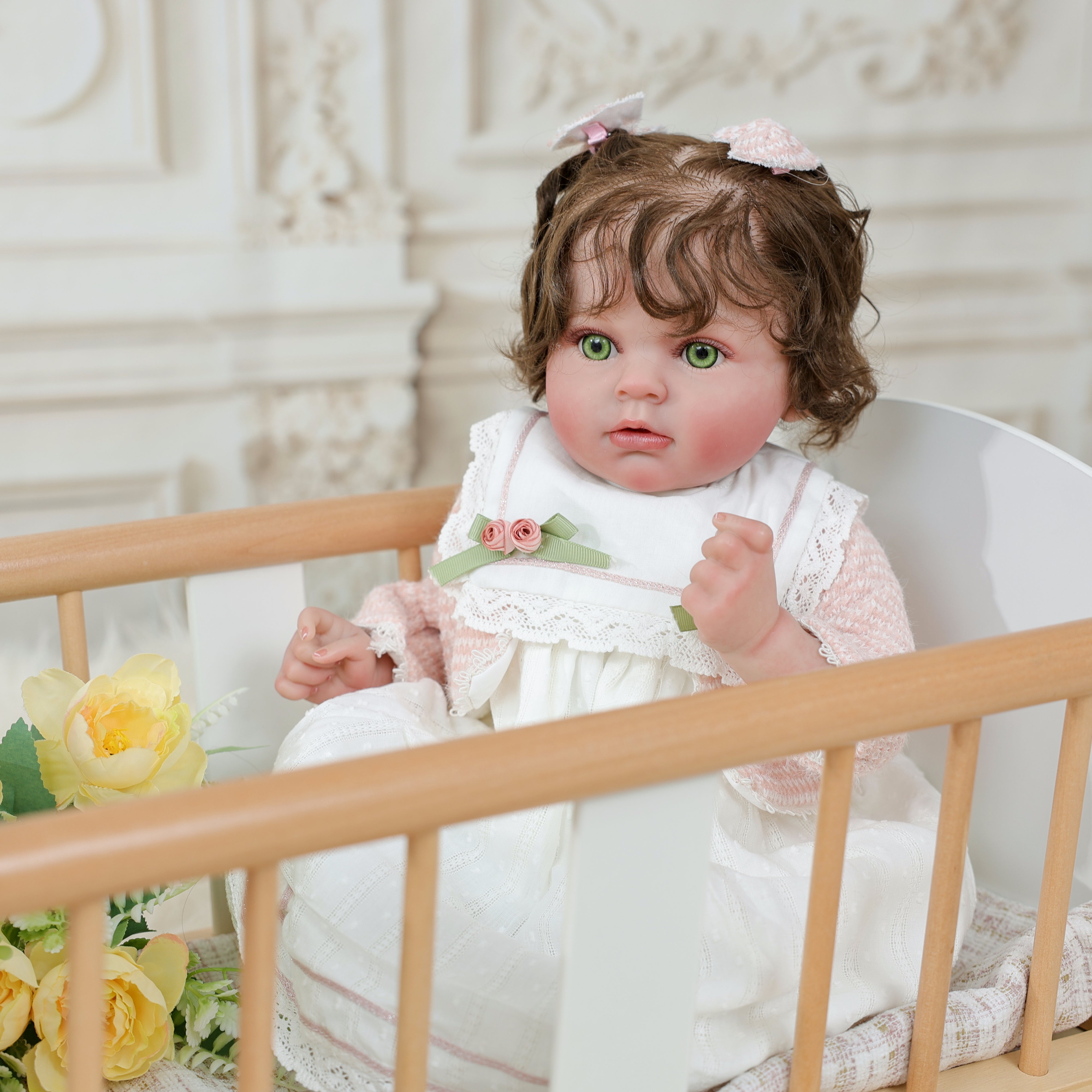 Cloveray Reborn doll 24 inches (60 cm) realistic, vinyl, with acrylic eyes, soft body, collectible toy for children and adults