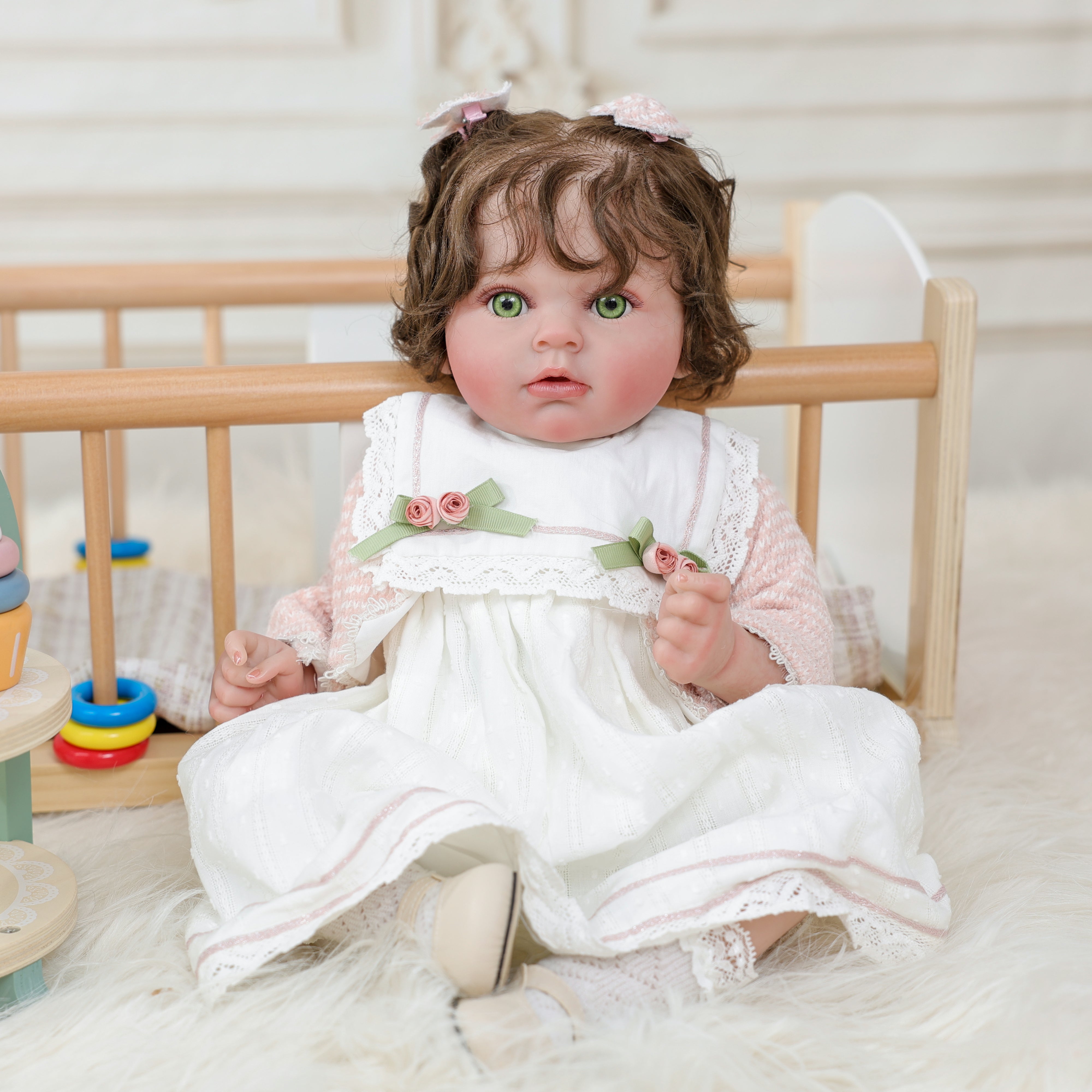 Cloveray Reborn doll 24 inches (60 cm) realistic, vinyl, with acrylic eyes, soft body, collectible toy for children and adults