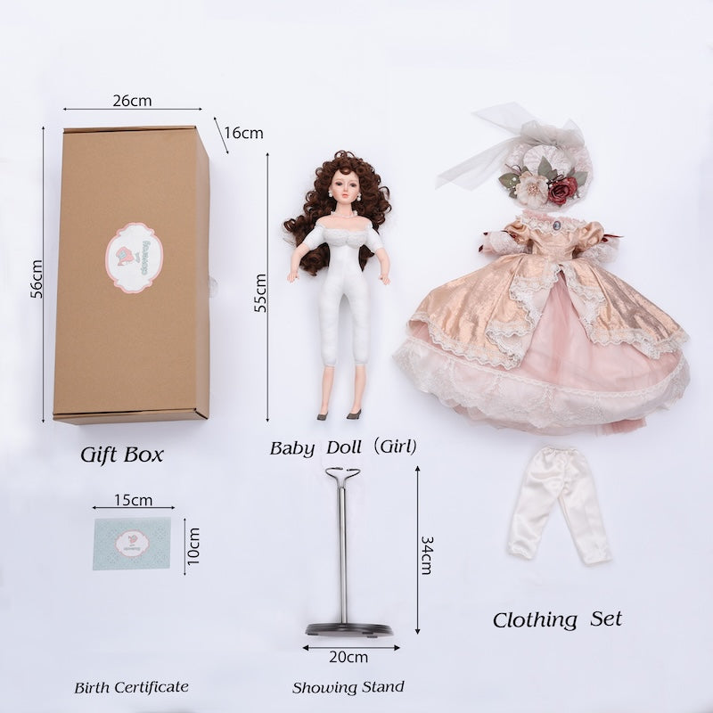 Cloveray 22-Inch Antique Palace-Style Victorian Porcelain Dolls with Gorgeous Dress