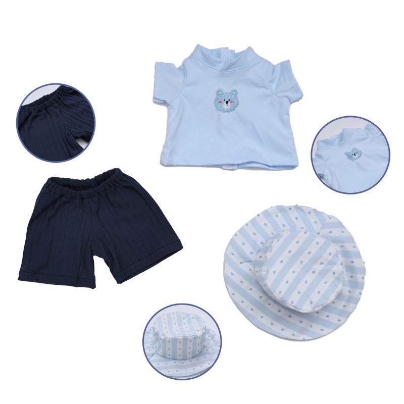 Cloveray 18 inch Classic Blue Doll Outfit Set – Handcrafted 3-Piece Summer Ensemble