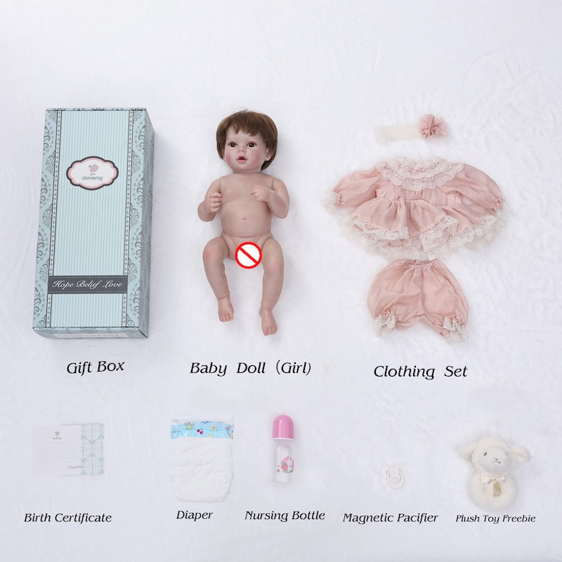 Cloveray 20″ Full-Vinyl Realistic Reborn Baby Doll for Children's Birthday Gift