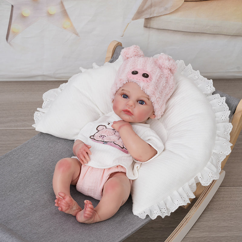 Cloveray 16'' Full Silicone Reborn Baby Girl Doll with Blue Eyes