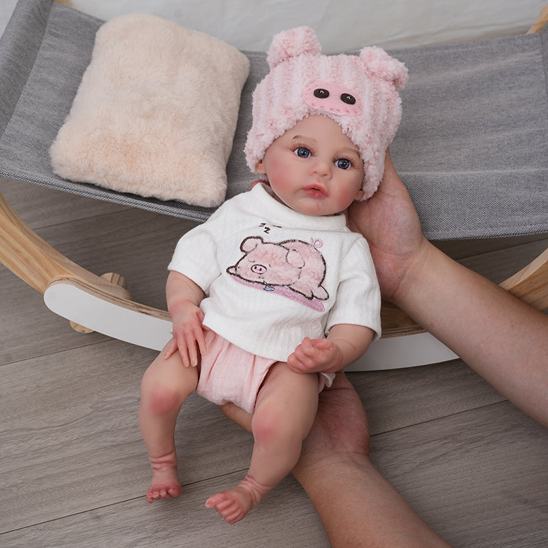 Cloveray 16'' Full Silicone Reborn Baby Girl Doll with Blue Eyes